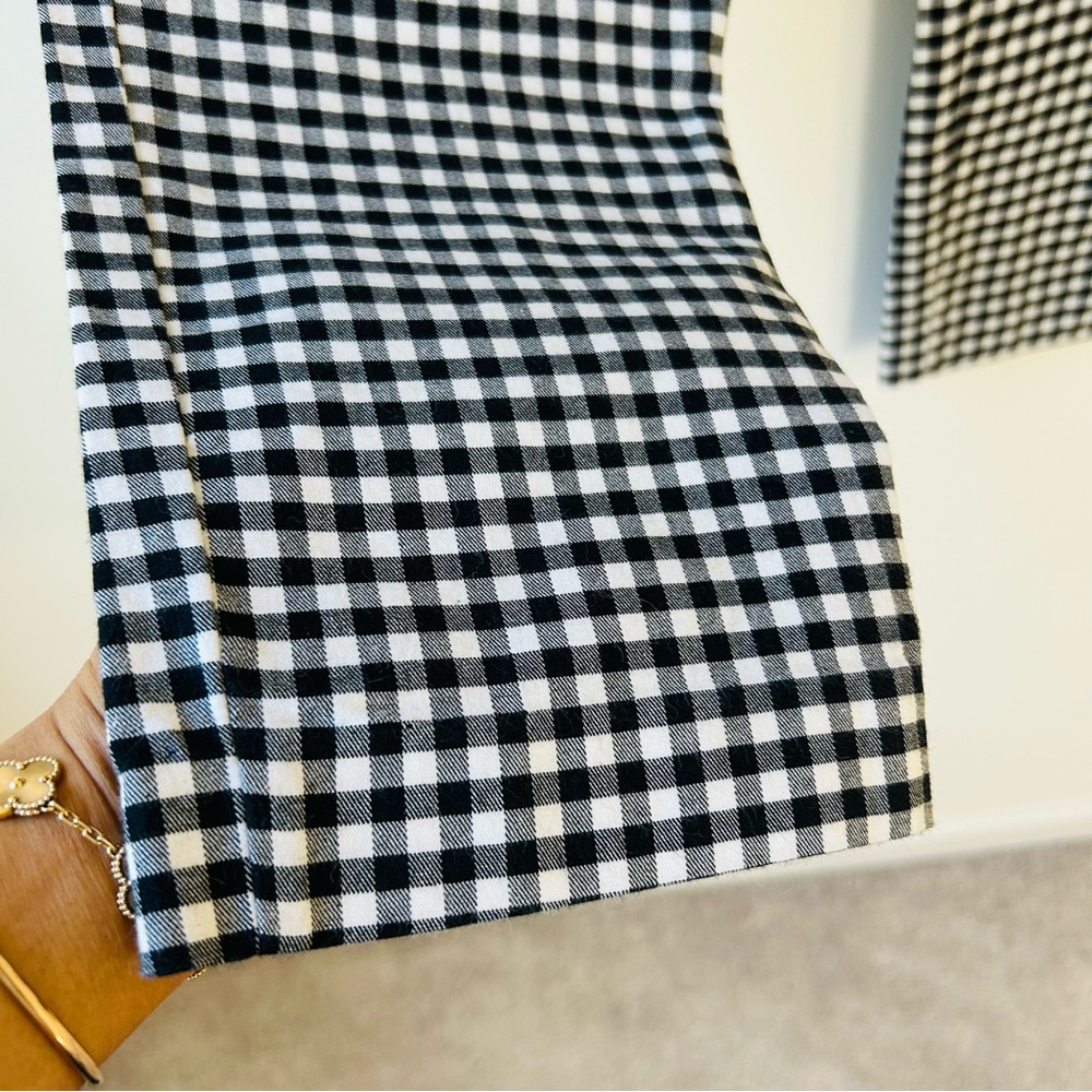 Zara Women’s Black White Gingham Ankle Cropped Pants Ruffle Trim Size M - Picture 11 of 14